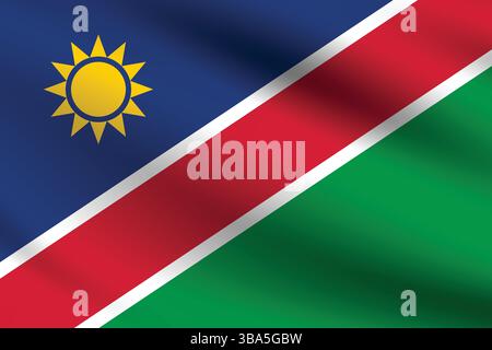 Flag of Namibia. Namibia flag official colors and proportion digital vector illustration. Wavy flag. Stock Vector
