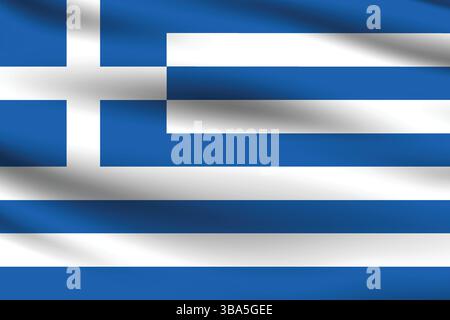 Flag of Greece. Greece flag official colors and proportion digital vector illustration. Wavy flag. Stock Vector