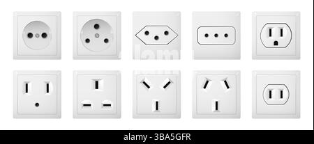 Set of Electrical Sockets, Different International Standards Stock Vector