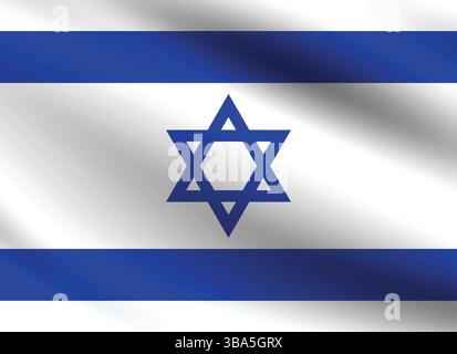 Flag of Israel. Israel flag official colors and proportion digital vector illustration. Wavy flag. Stock Vector