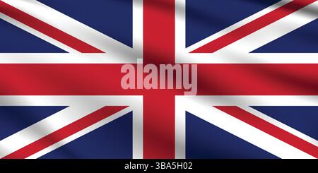 Flag of United Kingdom. United Kingdom flag official colors and proportion digital vector illustration. Wavy flag. Stock Vector