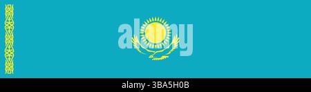 Flag of Kazakhstan. Kazakhstan flag long banner digital vector illustration. Stock Vector