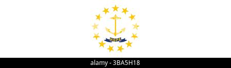 Flag of Rhode Island. Rhode Island flag long banner digital vector illustration. Stock Vector