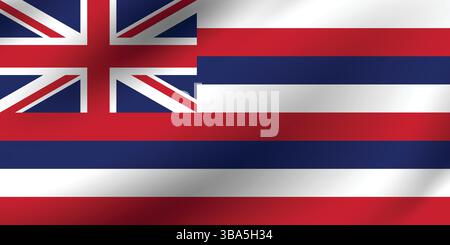 Flag of Hawaii. Hawaii flag official colors and proportion digital vector illustration. Wavy flag. Stock Vector