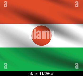Flag of Niger. Niger flag official colors and proportion digital vector illustration. Wavy flag. Stock Vector