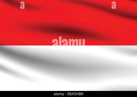 Flag of Indonesia. Indonesia flag official colors and proportion digital vector illustration. Wavy flag. Stock Vector