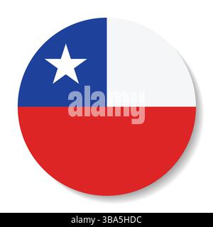 Flag of Chile. Chile circle flag logo icon computer vector illustration design. Stock Vector