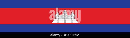Flag of Cambodia. Cambodia flag long banner digital vector illustration. Stock Vector