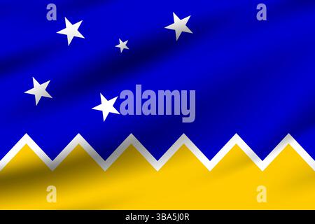 Magellan-chilean Antarctic Region flag official colors and proportion digital vector illustration. Wavy flag. Stock Vector