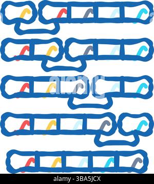 bubble sort algorithm icon doodle illustration Stock Vector