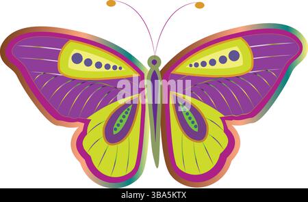 Decorative Butterfly vector with transparent background. Elegant Colorful Butterfly Sketch. Minimalist Line Art Design Featuring Artistic Insects art. Stock Vector
