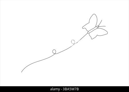 Minimalist butterfly line art simple vector outline vector illustration design Stock Vector