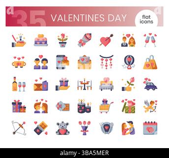 Valentines Day icons flat style, isolated on transparent background ...