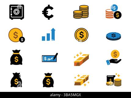 Financial and Currency Icons Collection Stock Vector