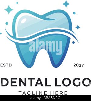 Modern Dental Logo Design with Tooth Illustration Stock Vector