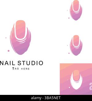 Elegant Nail Studio Logo Design for Beauty Branding Stock Vector