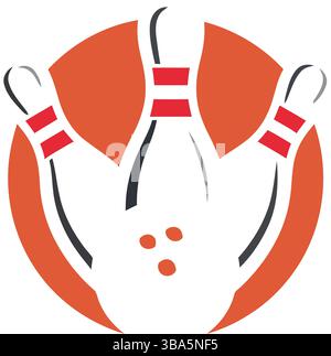 Bowling Pins and Ball Icon – Stylized Sports Illustration Stock Vector
