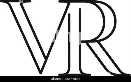 Stylized VR Lettering with Bold Interconnection Stock Vector