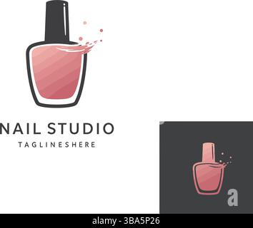 Elegant Nail Studio Logo with Stylish Nail Polish Icon Stock Vector