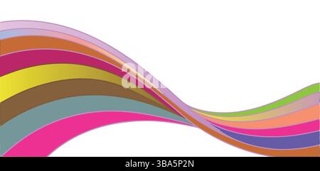 Vibrant, abstract, and colorful background featuring smooth, flowing waves. Modern digital art, web visuals, and futuristic aesthetic 4K wallpaper. Stock Vector