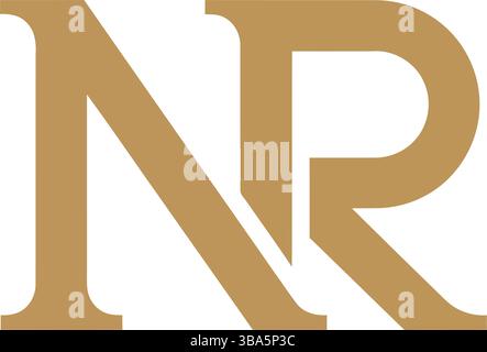 Luxurious NR Logo in Gold with Elegant Letter Integration Stock Vector