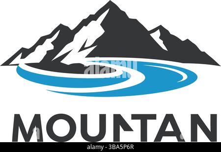 Bold Mountain Logo with Stylized Typography Stock Vector