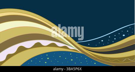 Vibrant, abstract, and colorful background featuring smooth, flowing waves. Modern digital art, web visuals, and futuristic aesthetic 4K wallpaper. Stock Vector