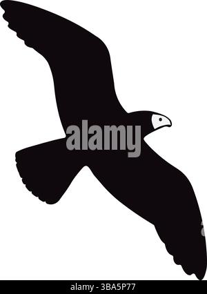 Minimalist flying bird silhouette vector illustration, outstretched wings, stylized digital line art for tattoos, logos, or nature-inspired designs. Stock Vector