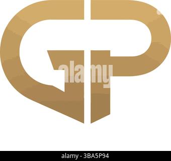 Elegant GP Logo in Modern Geometric Gold Design Stock Vector