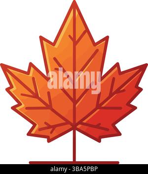 Stylized Maple Leaf Icon with Red and Orange Gradient Stock Vector