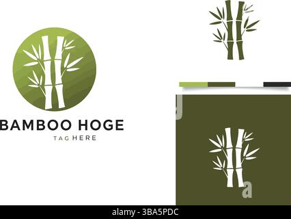Bamboo Logo with Green Circular Background Stock Vector