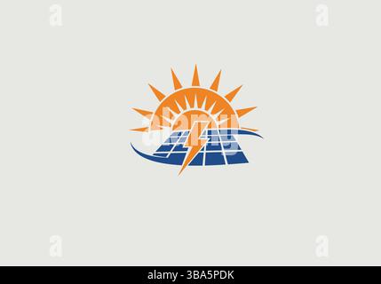 Solar Energy and Electricity Logo Stock Vector