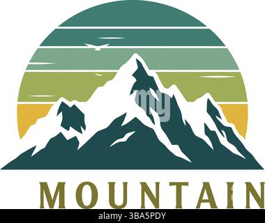 Modern Mountain Sunset Logo with Bold Typography Stock Vector