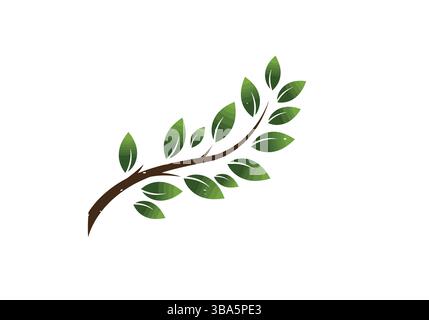 Lush Green Tree Branch Illustration Stock Vector