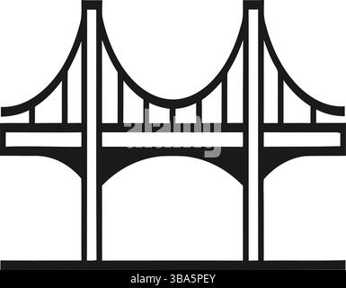 Stylized Suspension Bridge Silhouette Stock Vector