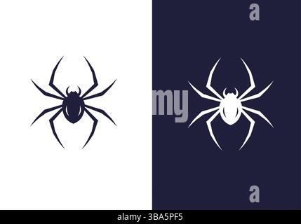 Stylized Spider Icons in High-Contrast Colors Stock Vector