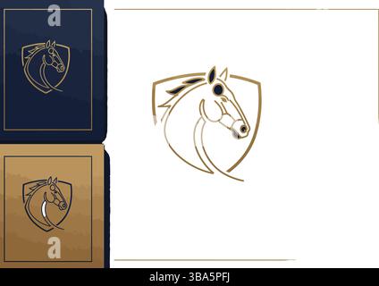 Stylized Horse Head Logo in Shield Design Stock Vector