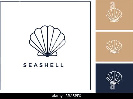 Seashell Logo in Three Color Variations Stock Vector