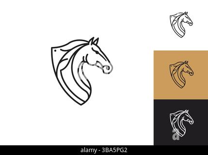 Elegant Horse Head Logo with Minimalist Line Art Stock Vector