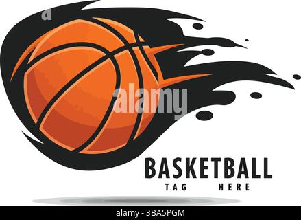 Flaming Basketball Logo with Dynamic Motion Stock Vector