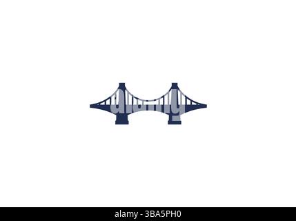 Minimalist Suspension Bridge Icon Stock Vector