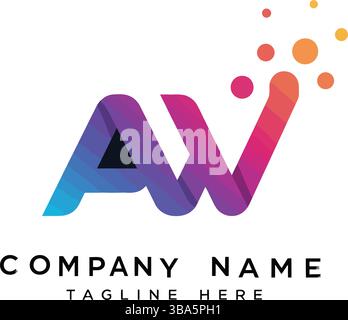 Vibrant AW Letter Logo with Creative Dots Stock Vector