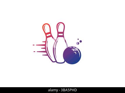 Bowling Pins and Ball Logo – Dynamic Sports Branding Stock Vector