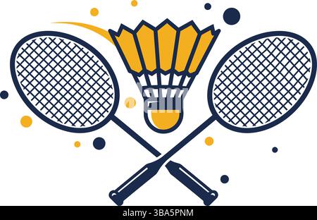 Crossed Badminton Rackets with Shuttlecock – Dynamic Sports Symbol Stock Vector