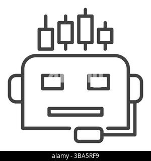 AI Cryptocurrency Trading Bot Head vector concept thin line icon or symbol Stock Vector