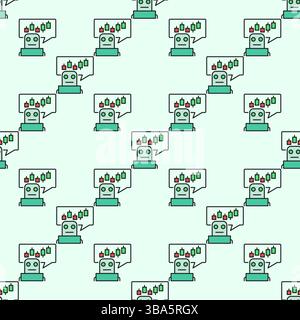 AI Cryptocurrency Trading Bot vector Candlestick Chart with Robot concept colored seamless pattern Stock Vector