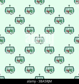 AI Cryptocurrency Trading Bot with Candlestick Chart vector concept colored seamless pattern Stock Vector
