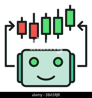Automated Cryptocurrency Trading Bot with Candlestick Chart vector concept colored icon or sign Stock Vector