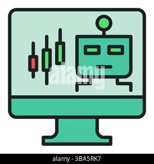 Automated Trading Bot on PC screen vector concept colored icon or design element Stock Vector