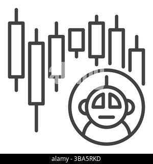 Cryptocurrency Candlestick Chart and Trading Bot vector concept linear icon or symbol Stock Vector